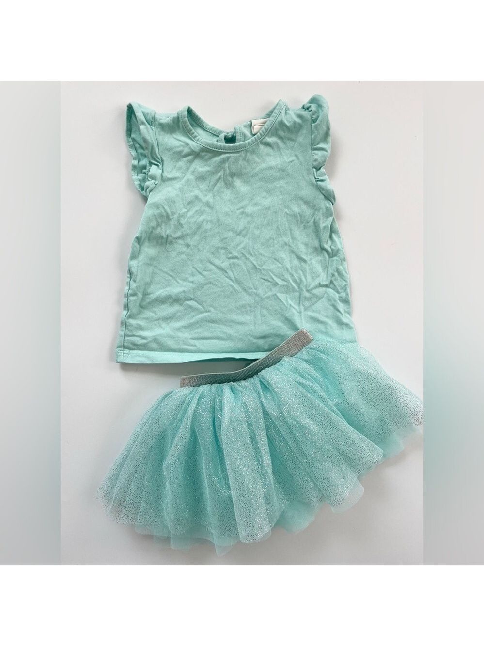 🩵 4/$20 H&M Light Teal Top‎ and Tulle Tutu Skirt Set